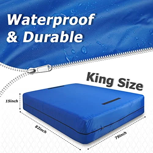Marine Moon King Mattress Bag For Moving And Storage, Waterproof Mattress Storage Bag With 8 Heavy Duty Handles, Reusable Mattress Moving Bag With Zipper, Tarp Mattress Cover For Moving, Moving Bags 2 Marine Moon King Mattress Bag For Moving And Storage, Waterproof Mattress Storage Bag With 8 Heavy Duty Handles, Reusable Mattress Moving Bag With Zipper, Tarp Mattress Cover For Moving, Moving Bags - Image 2