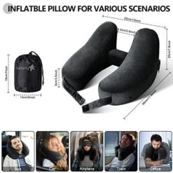 Neck Pillow For Travel Inflatable Airplane Pillow Comfortably Supports Head, Neck And Chin, Inflatable Travel Pillow With Soft Velour Cover And Portable Drawstring Bag (Black) 12 Neck Pillow For Travel Inflatable Airplane Pillow Comfortably Supports Head, Neck And Chin, Inflatable Travel Pillow With Soft Velour Cover And Portable Drawstring Bag (Black) -Amazon Shop 51oZEZjJs3L