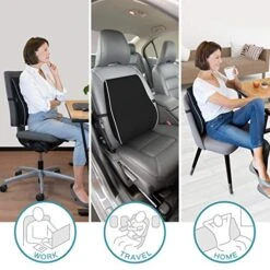 Bonmedico Back Support Pillow - Car Seat, Desk And Office Chair Cushion For Posture And Lumbar Support - Ergonomic, Memory Foam Lower Back Pillows - Black - Standard -Amazon Shop 51qKESugIrL