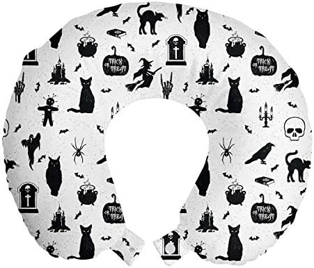 Lunarable Yellow Ombre Travel Pillow Neck Rest, Leopard Skin Spots Fur Inspired Color Transitioning Ornamental Illustration, Memory Foam Traveling Accessory For Airplane And Car, 12", Beige Caramel 3 Lunarable Yellow Ombre Travel Pillow Neck Rest, Leopard Skin Spots Fur Inspired Color Transitioning Ornamental Illustration, Memory Foam Traveling Accessory For Airplane And Car, 12", Beige Caramel - Image 3