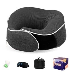 HAPPYBAG Travel Pillow For Neck,Memory Foam Head Chin Support Pillow,Portable Removable And Machine Washable,for Airplane Car Home Use Sleeping Rest Headrest (IE-shenhui)