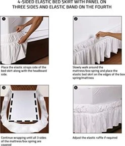 Queen Elastic Bed Ruffle - Easy Wrap Around Ruffle - Microfiber Bed Skirt With Adjustable Elastic Belt 16 Inch Tailored Drop - Hotel Quality Bedskirt, Fade Resistant (Queen, White) -Amazon Shop 51tN8It1gaL