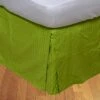 (1 Box Pleated Bed Skirt Only,Parrot Green Stripe, Short King, Drop Length 18 Inches 100% Egyptian Cotton Luxurious 600 Thread Count