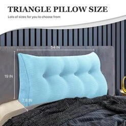 YXCSELL Headboard Wedge Pillow Triangular Bolster Pillows For Daybed Sofa Cushion Corduroy Large Support Backrest Bed Rest Reading Pillow Lumbar Positioning Upholstered (Sky Blue,Twin) -Amazon Shop 51u3dRp4KsL
