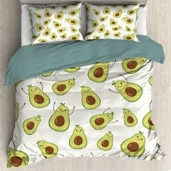Ottoy Valentine Kawaii Avocado Lightweight Comfortable 3 Pieces Duvet Cover Luxury Soft Bedding Quilt Set With Pillow Shams Full/Queen Size(No Comforter) 104"X90" -Amazon Shop 51uLUDsIiwL. AC 2