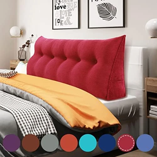 WOWMAX Large Bolster Triangular Headboard Pillow Twin Dorm Headboard Twin XL Bed Wedge Pillow For Headboard Bolster Pillow For Bed With Removable Cover, Corduroy Grey 9 WOWMAX Large Bolster Triangular Headboard Pillow Twin Dorm Headboard Twin XL Bed Wedge Pillow For Headboard Bolster Pillow For Bed With Removable Cover, Corduroy Grey - Image 9