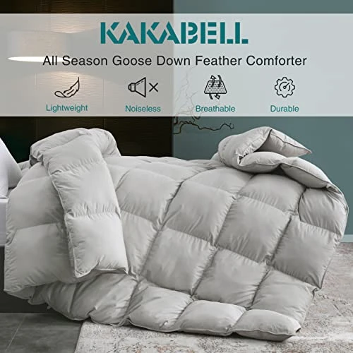 Goose Down Comforter,Dawn Gray Queen Size Down And Feathers Duvet,Luxurious Bed Comforter,100% Egyptian Cotton Cover Medium Warmth Duvet Insert With 8 Corner Tabs (Queen,90"X90") 1 Goose Down Comforter,Dawn Gray Queen Size Down And Feathers Duvet,Luxurious Bed Comforter,100% Egyptian Cotton Cover Medium Warmth Duvet Insert With 8 Corner Tabs (Queen,90"X90")