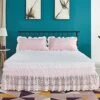 Tulle Lace Trimmed Elastic Pleated Bed Skirt ,Ruffle Wrap Around Bed Wrap Easy Fit,Dust Wrinkle, Twin/Full/Queen/King (Pink,Queen)