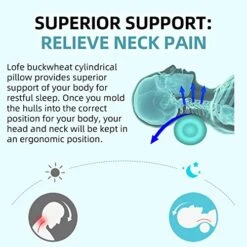 LOFE Cylinder Buckwheat Pillow With Pillowcase - Adjustable Bolster Pillow(17x6), Organic Cotton Case, Cervical Neck Support Pillow, Neck Pain Relief, Breathable Cool Sleep For Back And Side Sleepers 12 LOFE Cylinder Buckwheat Pillow With Pillowcase - Adjustable Bolster Pillow(17x6), Organic Cotton Case, Cervical Neck Support Pillow, Neck Pain Relief, Breathable Cool Sleep For Back And Side Sleepers -Amazon Shop 51x9GPic50L