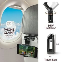 Airplane Neck Pillow Includes Travel Pillow + Airplane Phone Holder Mount + Eye Masks + Foot Hammock + Earplugs For Travel, 100% Pure Memory Foam Travel Pillow, 5 Pc Travel Kit -Amazon Shop 51xeird6zYL