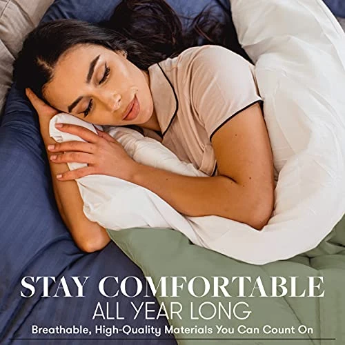 Hotel Collection Goose Down Alternative Reversible Comforter - All Season - Premium Quality Luxury Comforter - King/Cal King - Sky Blue/Ivory 5 Hotel Collection Goose Down Alternative Reversible Comforter - All Season - Premium Quality Luxury Comforter - King/Cal King - Sky Blue/Ivory - Image 5