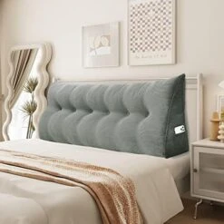 YXCSELL Headboard Wedge Pillow Triangular Bolster Pillows For Daybed Sofa Cushion Corduroy Large Support Backrest Bedrest Reading Pillow Lumbar Positioning Upholstered (Grey,Twin) -Amazon Shop 51yGmJyvtxL. AC