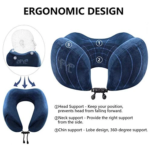 Hifye Memory Foam Travel Pillow - Neck Pillow For Pain Relief Sleeping, Chin In Any Sitting Position | Travel Accessory 100% Pure Memory Foam Pillow | Ideal For Men Women And Kids(Black) 2 Hifye Memory Foam Travel Pillow - Neck Pillow For Pain Relief Sleeping, Chin In Any Sitting Position | Travel Accessory 100% Pure Memory Foam Pillow | Ideal For Men Women And Kids(Black) - Image 2