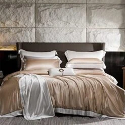 WXBDD Four-Piece Set Silk Double-Sided Silk Jacquard Bedding Soft Skin-Friendly Four-Piece Set (Color : Black, Size : 220 * 240cm) -Amazon Shop 51yzI10dYL. AC 1