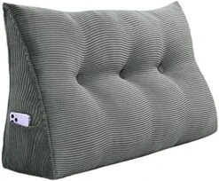 YXCSELL Headboard Wedge Pillow Triangular Bolster Pillows For Daybed Sofa Cushion Corduroy Large Support Backrest Bedrest Reading Pillow Lumbar Positioning Upholstered (Grey,Twin) -Amazon Shop 51zJFb9vnwS. AC