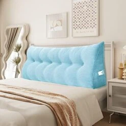 YXCSELL Headboard Wedge Pillow Triangular Bolster Pillows For Daybed Sofa Cushion Corduroy Large Support Backrest Bed Rest Reading Pillow Lumbar Positioning Upholstered (Sky Blue,Twin) -Amazon Shop 51zikgq8s5L. AC 1