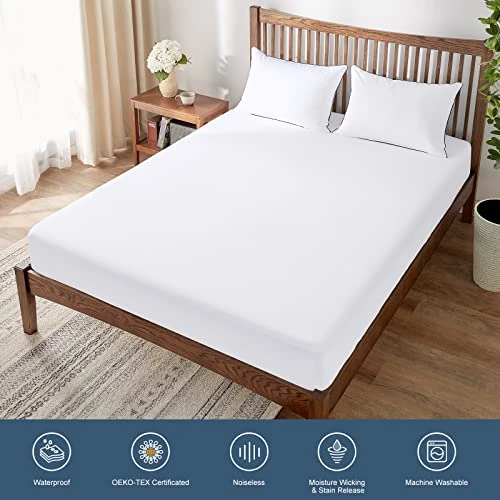 Lux Twin Mattress Protector 3M Scotchgard 100% Waterproof Mattress Pad Cover Terry Vinyl-Free Mattress Breathable & Noiseless, Fitted Up To 18“ Deep - 39"x75" 3 Lux Twin Mattress Protector 3M Scotchgard 100% Waterproof Mattress Pad Cover Terry Vinyl-Free Mattress Breathable & Noiseless, Fitted Up To 18“ Deep - 39"x75" - Image 3