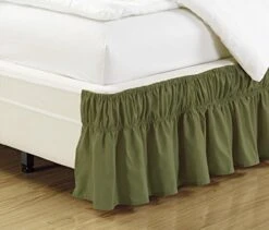 Collection Queen- King Easy Fit Bed Ruffle Wrap Around Elastic Bed Skirt With 17" Drop New Easy Install Solid Beige New -Amazon Shop 51zwvtIzQcL. AC