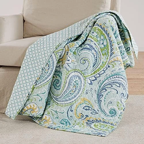 Levtex Home Cortona Paisley Euro Sham 2pk, Green, 100% Cotton, Tie Closure 5 Levtex Home Cortona Paisley Euro Sham 2pk, Green, 100% Cotton, Tie Closure - Image 5