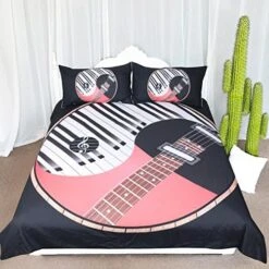 Vintage Piano Music Duvet Cover Piano Notes Bedding Sets 3 Piece Bedspread For Music Lovers (Black And White, Full Size, 1 Duvet Cover + 2 Pillowcases) -Amazon Shop 6140P5anyL. AC 2