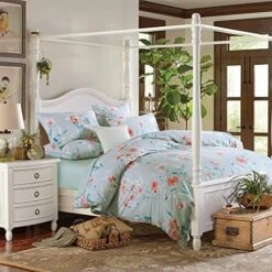 Duvet Quilt Cover Queen Size, Country Style Bedding Set Colorful Floral Branches Drawing Of Summer Blossoms (Queen,Green) -Amazon Shop 615CSrE7SdL. AC