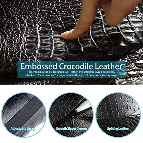 YIHO Car Neck Support Pillow Leather Head-Rest Cushion To Relief Cervical Shoulder Pain Issues For Universal Driver & Passenger Seat In Travel Or Office Chair (Black-2 Pack) 2 YIHO Car Neck Support Pillow Leather Head-Rest Cushion To Relief Cervical Shoulder Pain Issues For Universal Driver & Passenger Seat In Travel Or Office Chair (Black-2 Pack) - Image 2