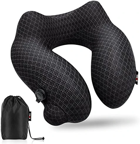 Kmall Inflatable Travel Neck Pillow For Airplane Travel Best Neck Support Sleep Travel Pillow With Super Comfort Pillow Case, Gray, 11.5x11.2x5.1 Inches 5 Kmall Inflatable Travel Neck Pillow For Airplane Travel Best Neck Support Sleep Travel Pillow With Super Comfort Pillow Case, Gray, 11.5x11.2x5.1 Inches - Image 5