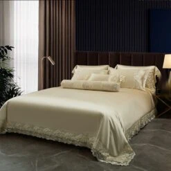 LEIGE Lace Lace Cotton Silk Cotton Four-Piece Set Villa Model Room Bedding (Color : D, Size : 200 * 230cm) -Amazon Shop 61fA6mtmtKL