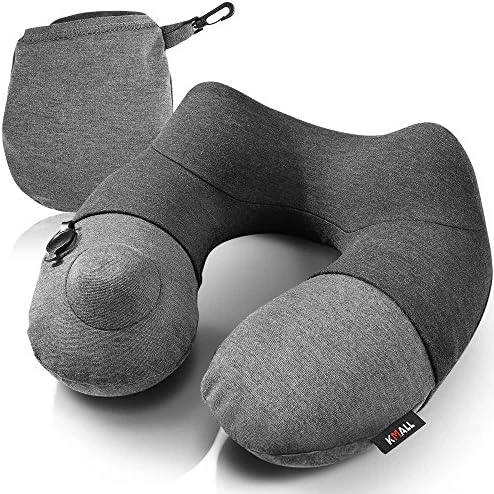 Kmall Inflatable Travel Neck Pillow For Airplane Travel Best Neck Support Sleep Travel Pillow With Super Comfort Pillow Case, Gray, 11.5x11.2x5.1 Inches 6 Kmall Inflatable Travel Neck Pillow For Airplane Travel Best Neck Support Sleep Travel Pillow With Super Comfort Pillow Case, Gray, 11.5x11.2x5.1 Inches - Image 6