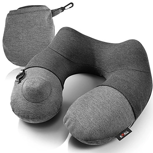 Kmall Inflatable Travel Neck Pillow For Airplane Travel Best Neck Support Sleep Travel Pillow With Super Comfort Pillow Case, Gray, 11.5x11.2x5.1 Inches 1 Kmall Inflatable Travel Neck Pillow For Airplane Travel Best Neck Support Sleep Travel Pillow With Super Comfort Pillow Case, Gray, 11.5x11.2x5.1 Inches
