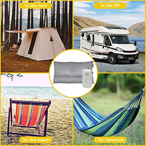 FOXSEON Camping Pillow - Travel Pillow, Pillowcase Wraps A Cylindrical Pillow And Two Square Pillows, Support Neck Pillow For Sleeping And Traveling (Gray) 6 FOXSEON Camping Pillow - Travel Pillow, Pillowcase Wraps A Cylindrical Pillow And Two Square Pillows, Support Neck Pillow For Sleeping And Traveling (Gray) - Image 6