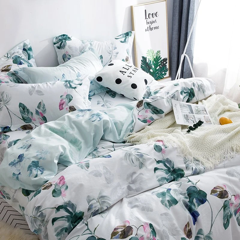 Floral Duvet Cover King Size, 100% Cotton Aqua Botanical Leaves Printed Bedding Duvet Cover For King Bed, Ultra Soft Cotton Bedding Set (3Pcs, King Size) 2 Floral Duvet Cover King Size, 100% Cotton Aqua Botanical Leaves Printed Bedding Duvet Cover For King Bed, Ultra Soft Cotton Bedding Set (3Pcs, King Size) - Image 2